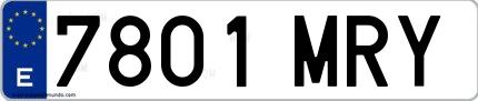 Ejemplo de matrícula española 7801 MRY