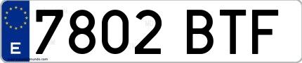 Ejemplo de matrícula española 7802 BTF