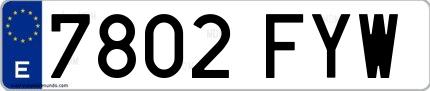 Ejemplo de matrícula española 7802 FYW