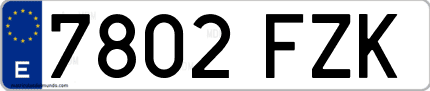 Ejemplo de matrícula de coche ordinaria 7802 FZK