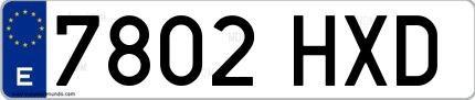 Ejemplo de matrícula española 7802 HXD