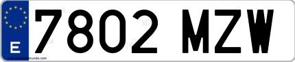 Ejemplo de matrícula española 7802 MZW
