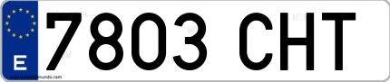 Ejemplo de matrícula española 7803 CHT