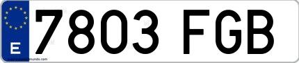 Ejemplo de matrícula española 7803 FGB