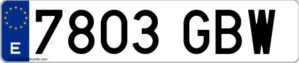 Ejemplo de matrícula española 7803 GBW