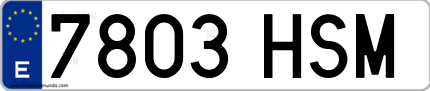 Ejemplo de matrícula de coche ordinaria 7803 HSM