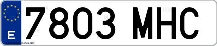 Ejemplo de matrícula española 7803 MHC