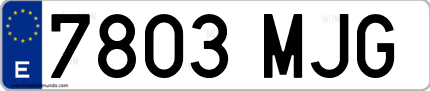 Ejemplo de matrícula de coche ordinaria 7803 MJG