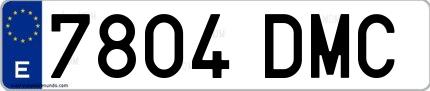 Ejemplo de matrícula española 7804 DMC
