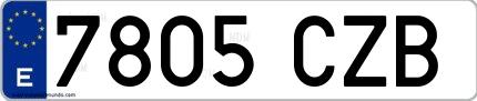 Ejemplo de matrícula española 7805 CZB