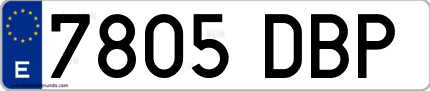 Ejemplo de matrícula de coche ordinaria 7805 DBP