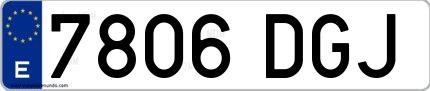 Ejemplo de matrícula española 7806 DGJ