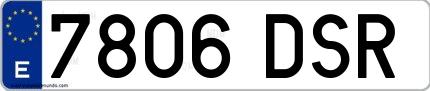 Ejemplo de matrícula española 7806 DSR