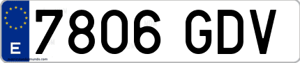 Ejemplo de matrícula de coche ordinaria 7806 GDV