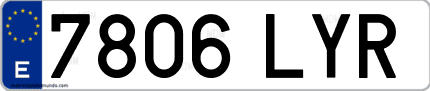 Ejemplo de matrícula de coche ordinaria 7806 LYR