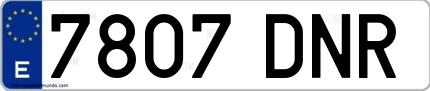 Ejemplo de matrícula española 7807 DNR
