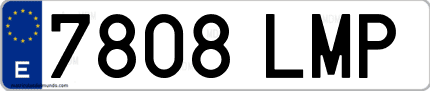 Ejemplo de matrícula de coche ordinaria 7808 LMP
