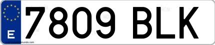 Ejemplo de matrícula española 7809 BLK