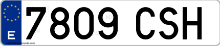 Ejemplo de matrícula de coche ordinaria 7809 CSH