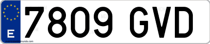 Ejemplo de matrícula de coche ordinaria 7809 GVD