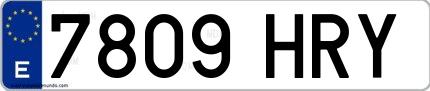 Ejemplo de matrícula española 7809 HRY