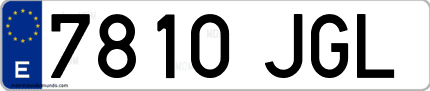 Ejemplo de matrícula de coche ordinaria 7810 JGL