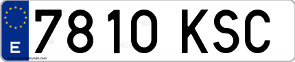 Ejemplo de matrícula de coche ordinaria 7810 KSC