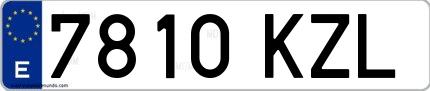 Ejemplo de matrícula española 7810 KZL