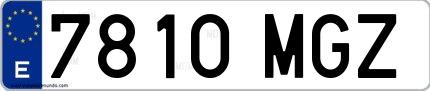 Ejemplo de matrícula española 7810 MGZ