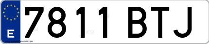 Ejemplo de matrícula española 7811 BTJ