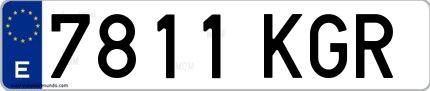 Ejemplo de matrícula española 7811 KGR