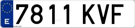 Ejemplo de matrícula española 7811 KVF