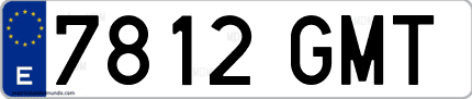 Ejemplo de matrícula de coche ordinaria 7812 GMT