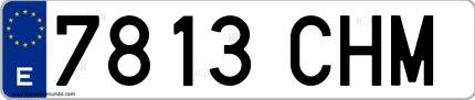 Ejemplo de matrícula española 7813 CHM