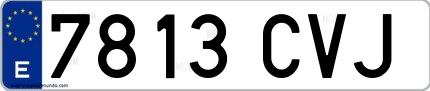 Ejemplo de matrícula española 7813 CVJ