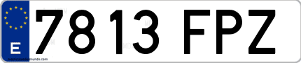 Ejemplo de matrícula de coche ordinaria 7813 FPZ