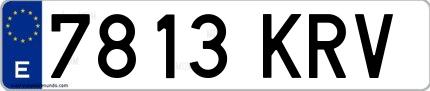 Ejemplo de matrícula española 7813 KRV