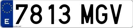 Ejemplo de matrícula española 7813 MGV