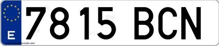 Ejemplo de matrícula española 7815 BCN