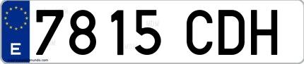 Ejemplo de matrícula española 7815 CDH