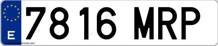 Ejemplo de matrícula española 7816 MRP