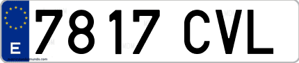 Ejemplo de matrícula de coche ordinaria 7817 CVL