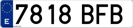 Ejemplo de matrícula española 7818 BFB