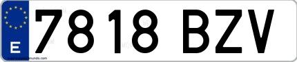 Ejemplo de matrícula española 7818 BZV