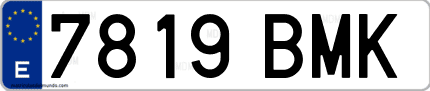 Ejemplo de matrícula de coche ordinaria 7819 BMK