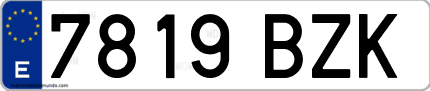 Ejemplo de matrícula de coche ordinaria 7819 BZK