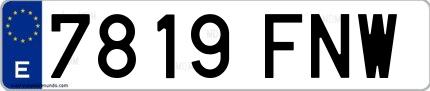 Ejemplo de matrícula española 7819 FNW