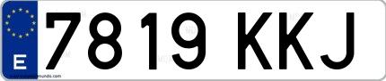 Ejemplo de matrícula española 7819 KKJ