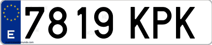 Ejemplo de matrícula de coche ordinaria 7819 KPK