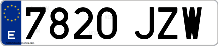 Ejemplo de matrícula de coche ordinaria 7820 JZW